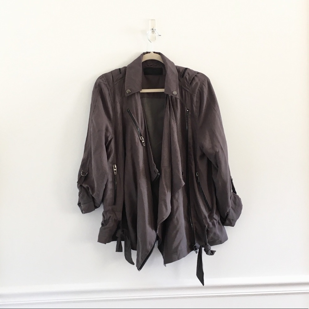 Blank NYC Gray Drape Moto Tie Jacket - Picture 2 of 6